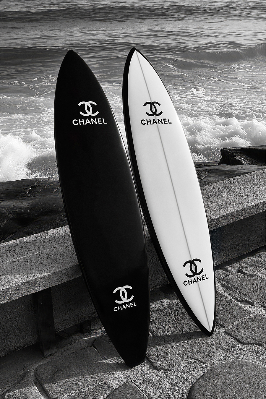 Flex Designs Metal Poster Chanel Beach Surfboards 11 x 17" Home Goods - Designer Metal Poster