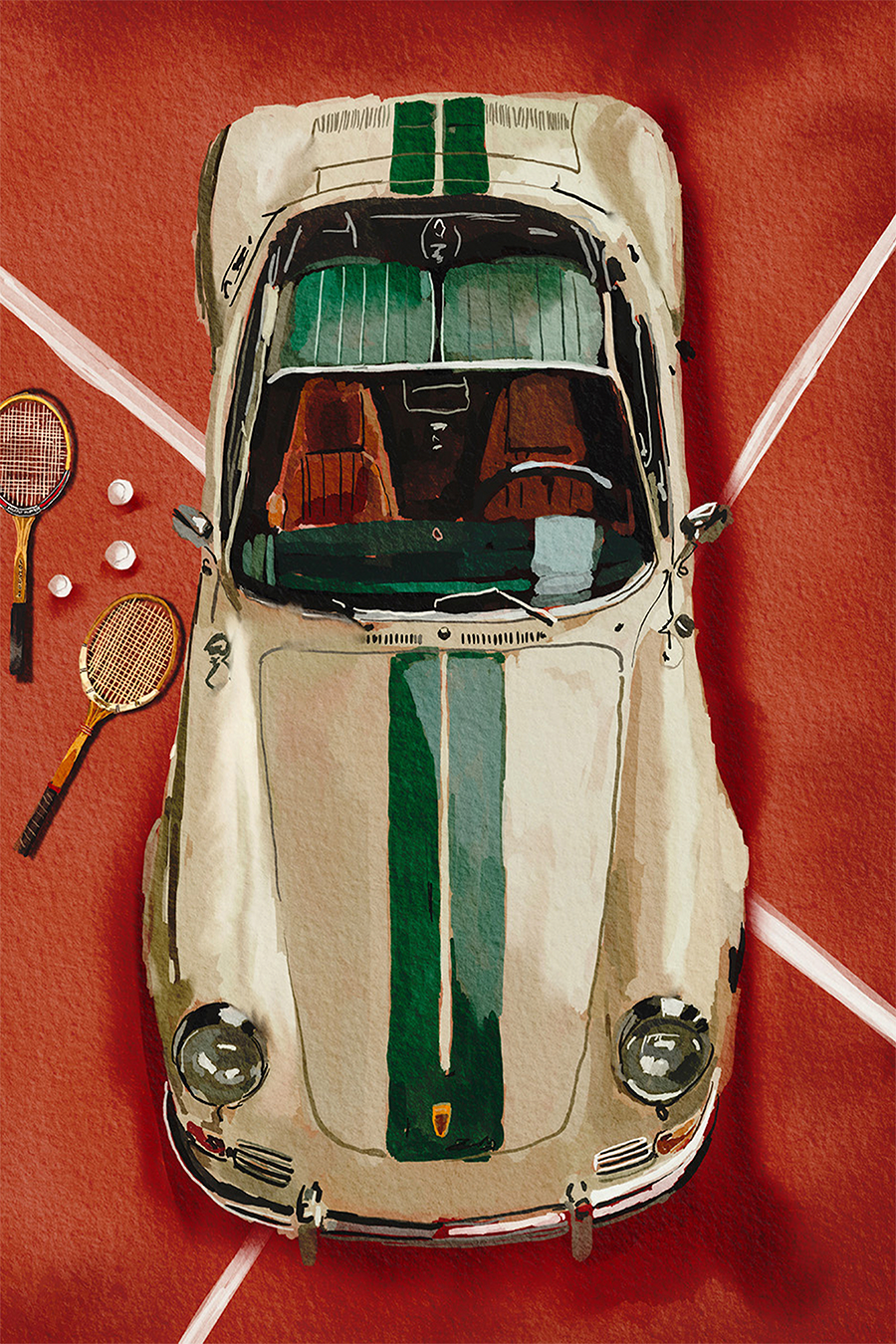 Flex Designs Metal Poster Vintage Porsche Tennis Club 24 x 36" Home Goods - Designer Metal Poster