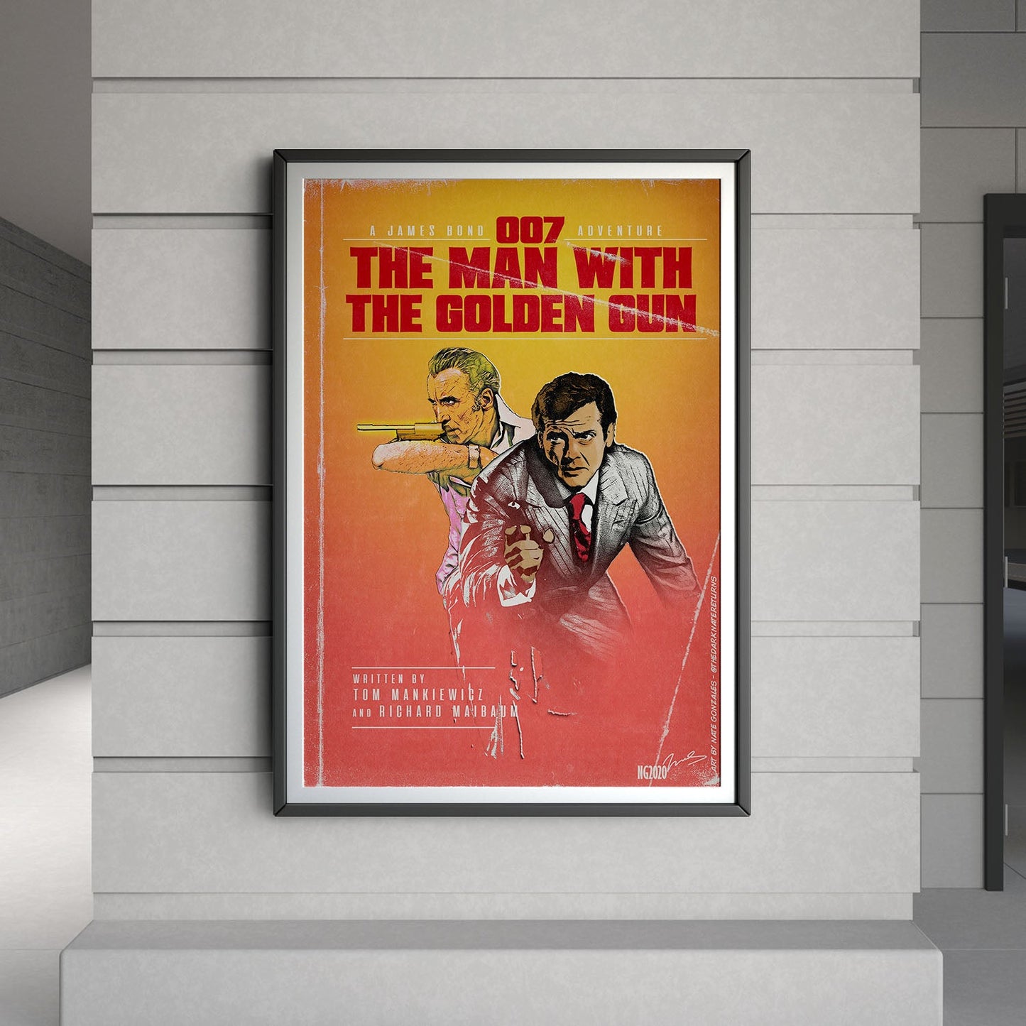 Flex Designs Poster The Man with the Golden Gun Minimalist 8 x 10" Home Goods - Movie 1974 Movie Poster