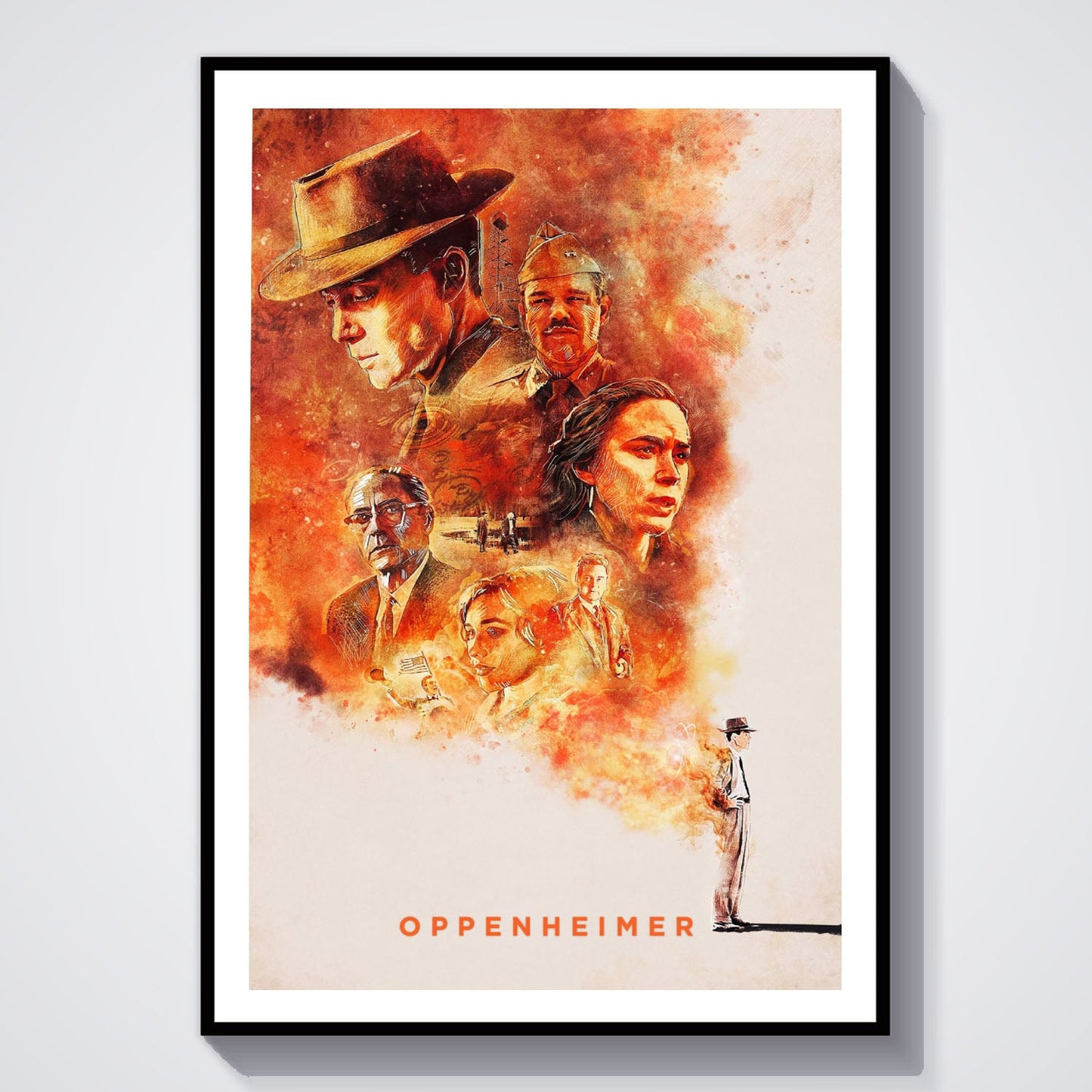 Flex Designs Poster Oppenheimer Sketch 8 x 10" Home Goods - Movie 2023 Movie Poster