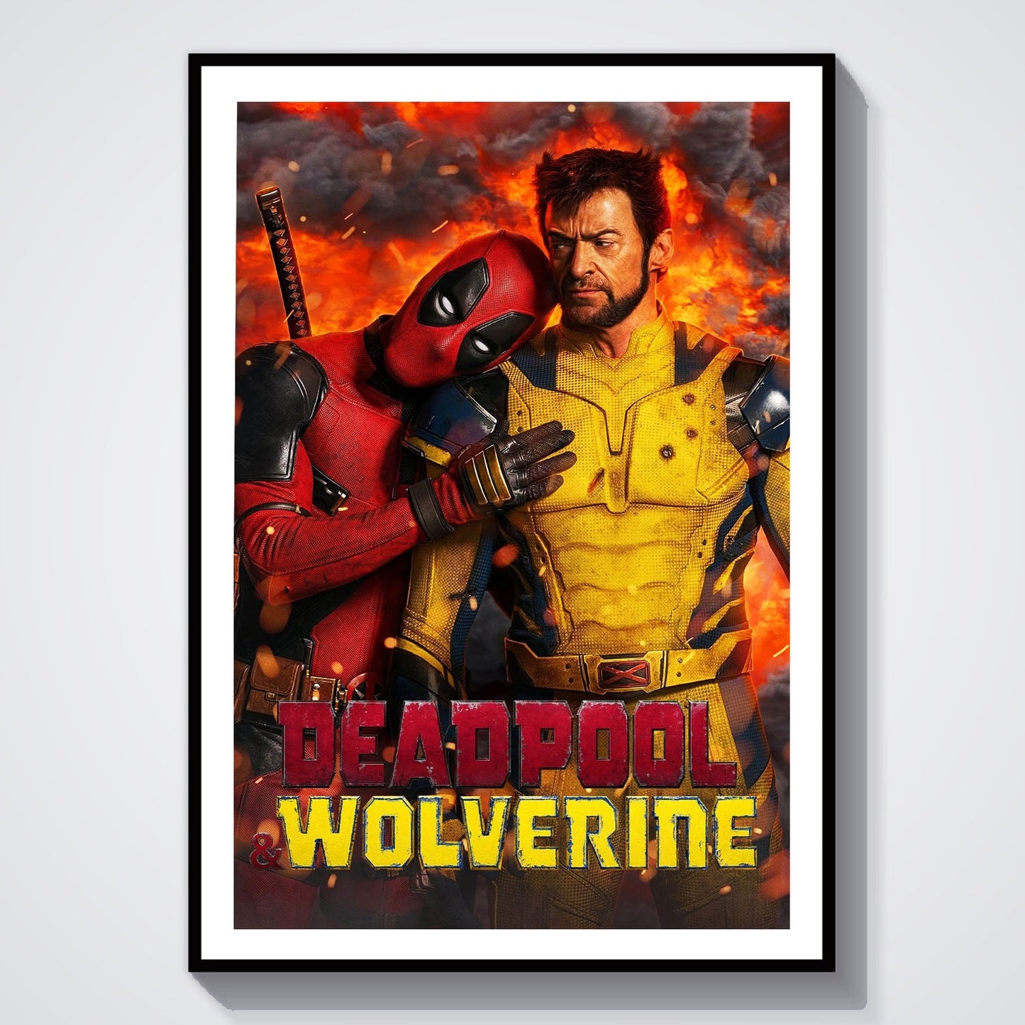 Flex Designs Poster Deadpool Wolverine Explosion 8 x 10" Home Goods - Movie 2023 Movie Poster