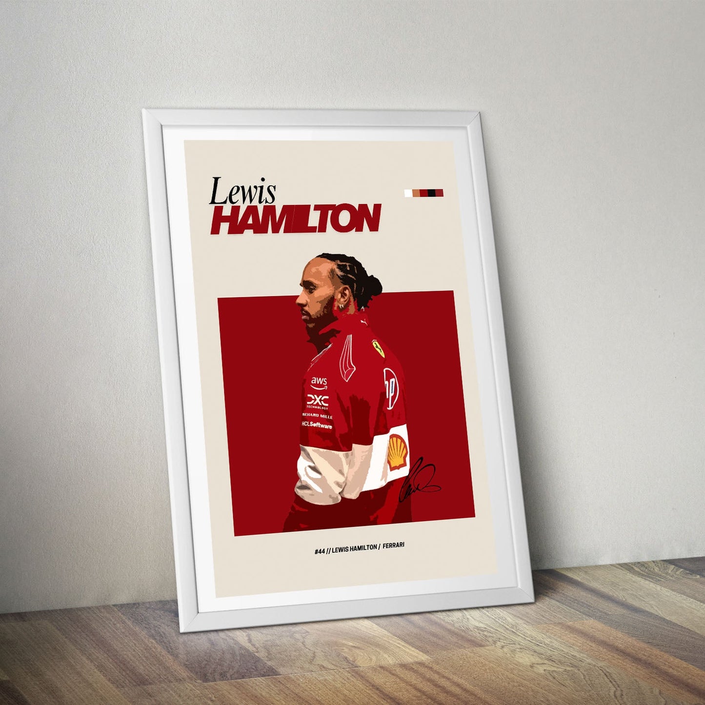 Flex Designs Poster Lewis Hamilton Ferrari F1 FlexM 8 x 10" Home Goods - Sports Poster