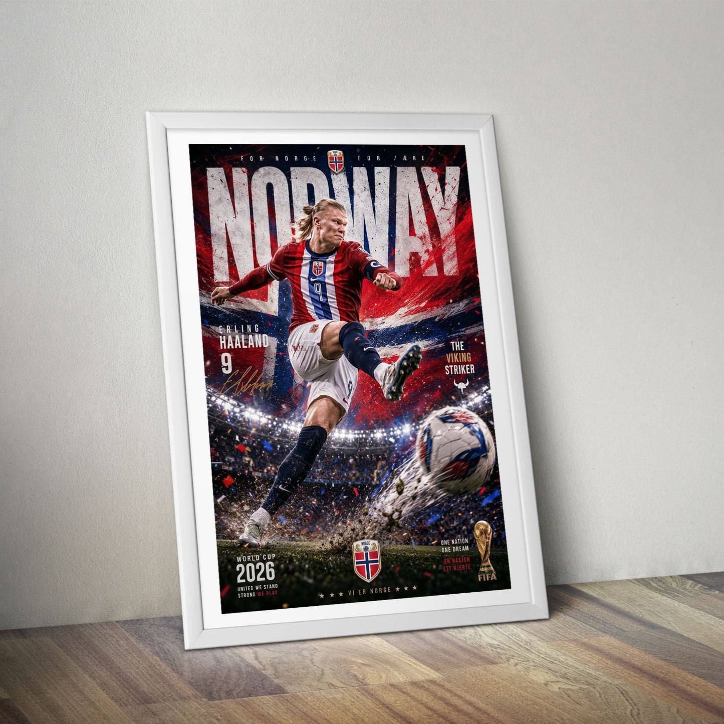 Flex Designs Poster Erling Haaland Norway 2026 8 x 10" Home Goods - Sports Poster