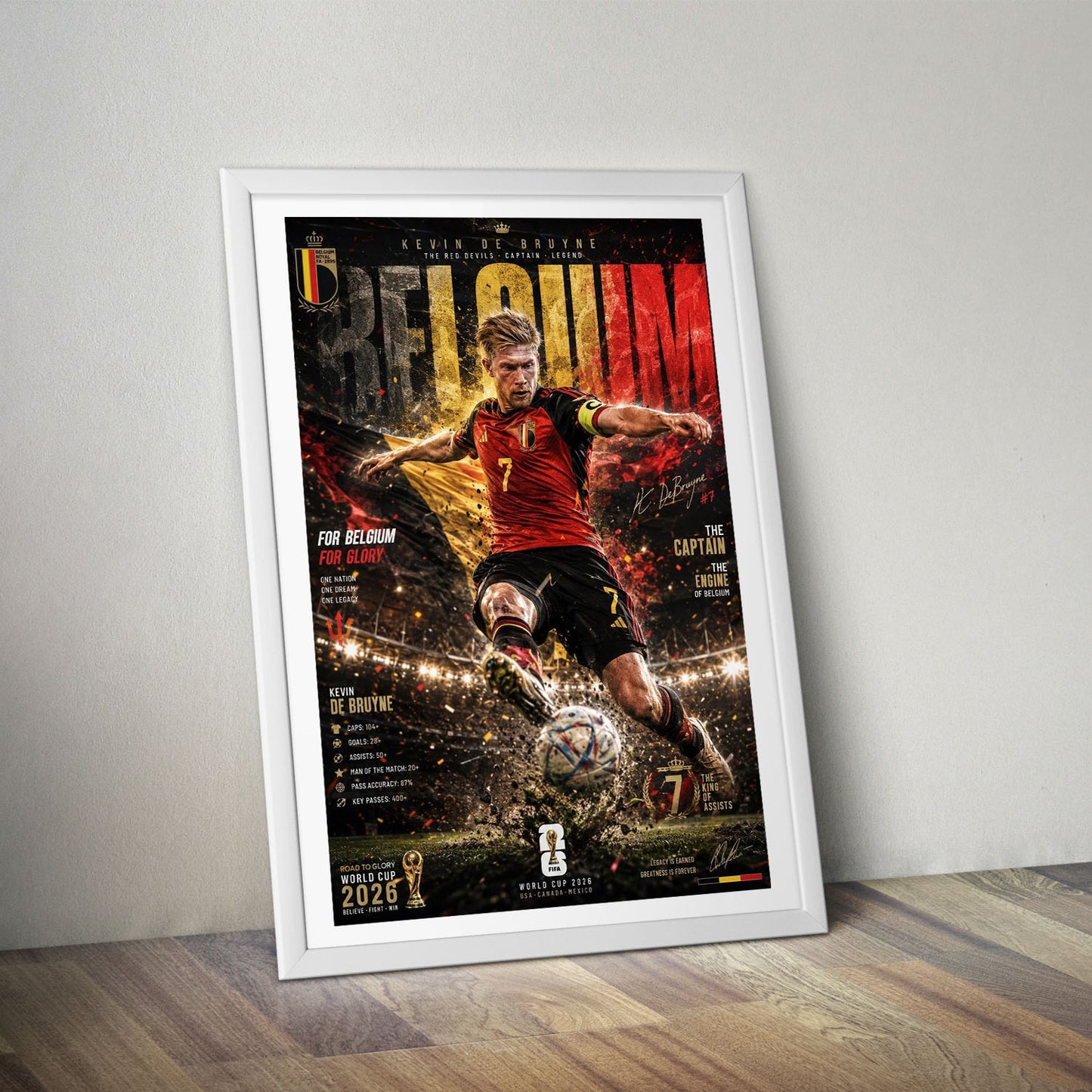 Flex Designs Poster Kevin De Bruyne Belgium 2026 8 x 10" Home Goods - Sports Poster