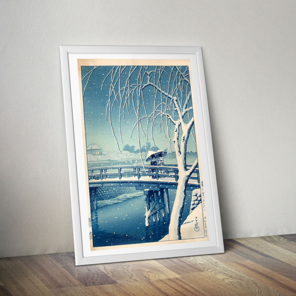 Flex Designs Poster Evening Snow at Edo River by Kawase Hasui 5 x 7" Home Goods - Artist Artwork Poster