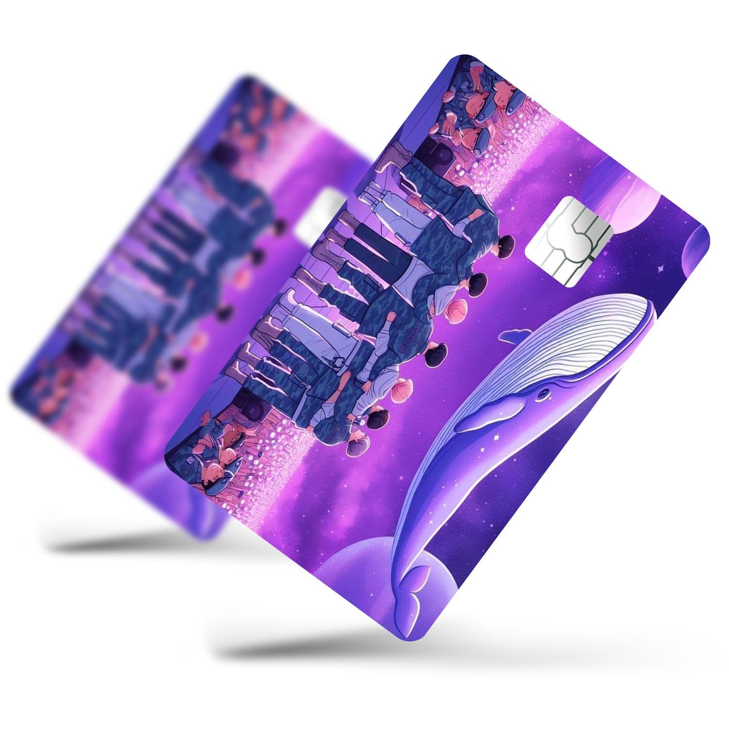 Flex Designs Credit Card BTS Purple Cartoon Half Skins - Kpop Artist Credit Card & Debit Card Skin