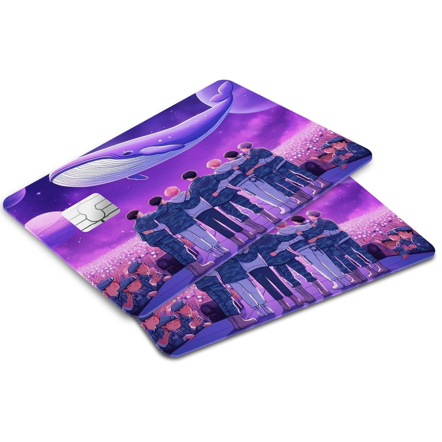 Flex Designs Credit Card BTS Purple Cartoon Window Skins - Kpop Artist Credit Card & Debit Card Skin