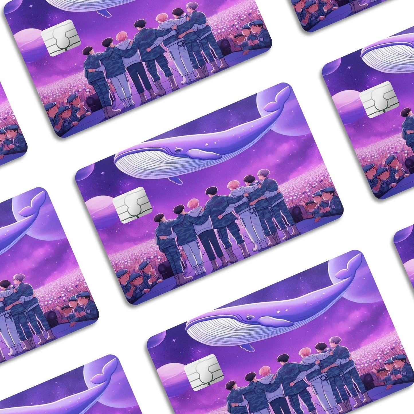 Flex Designs Credit Card BTS Purple Cartoon Window Skins - Kpop Artist Credit Card & Debit Card Skin