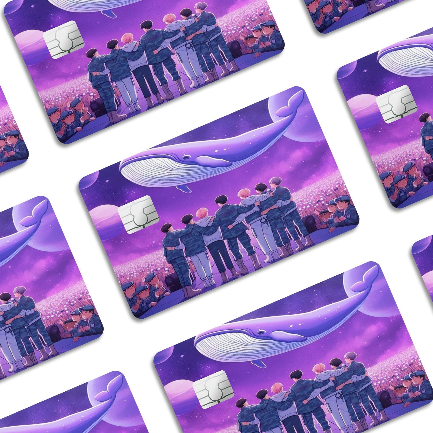 Flex Designs Credit Card BTS Purple Cartoon Window Skins - Kpop Artist Credit Card & Debit Card Skin