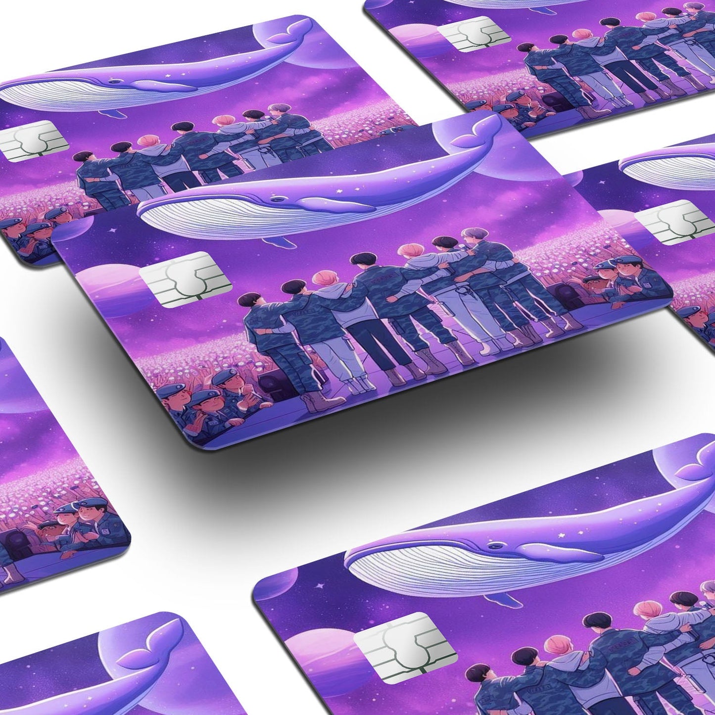 Flex Designs Credit Card BTS Purple Cartoon Window Skins - Kpop Artist Credit Card & Debit Card Skin