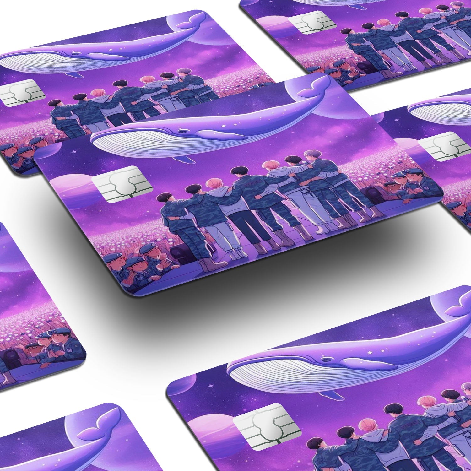 Flex Designs Credit Card BTS Purple Cartoon Window Skins - Kpop Artist Credit Card & Debit Card Skin