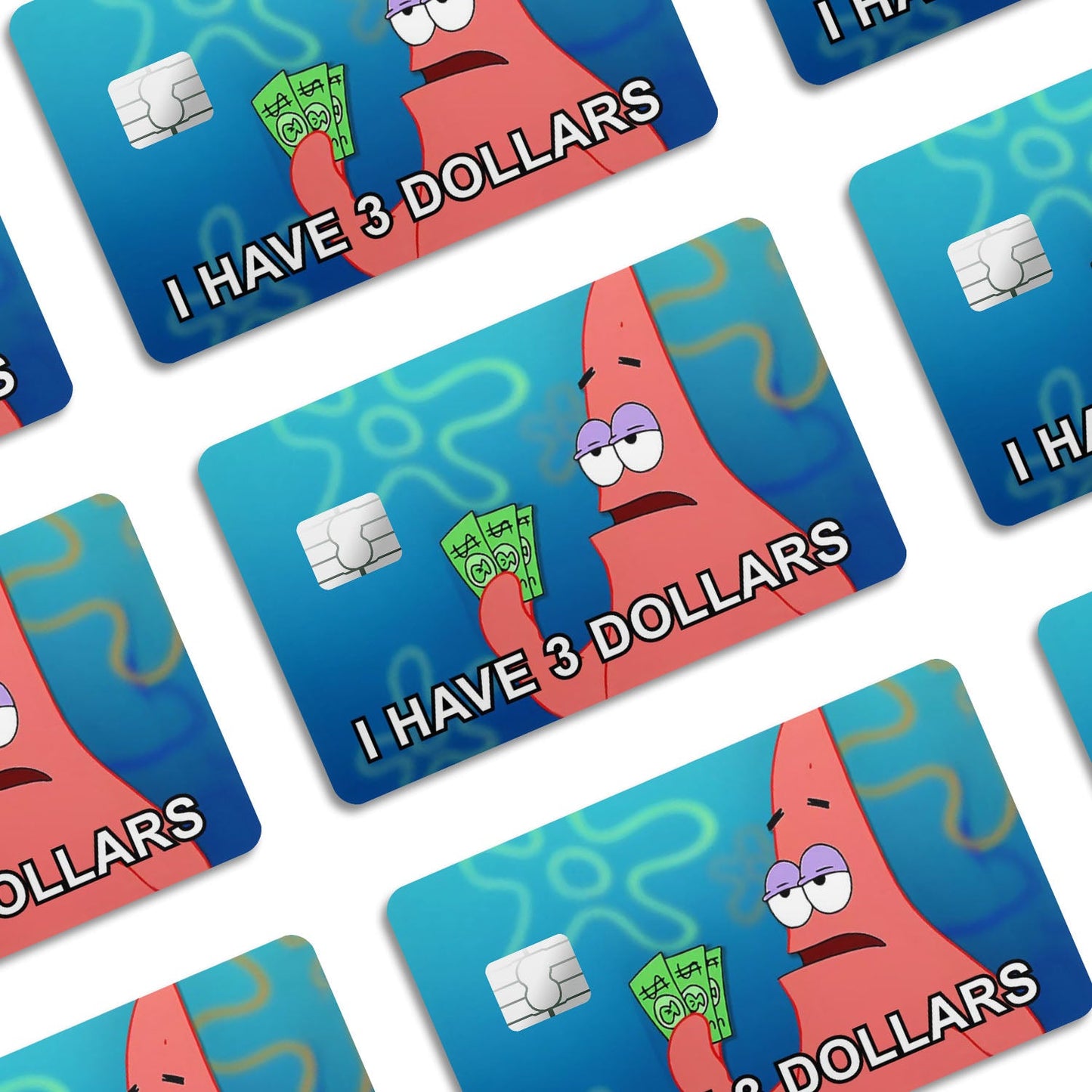 Flex Designs Credit Card Spongebob Patrick I have 3 dollars Window Skins - Meme  Credit Card & Debit Card Skin