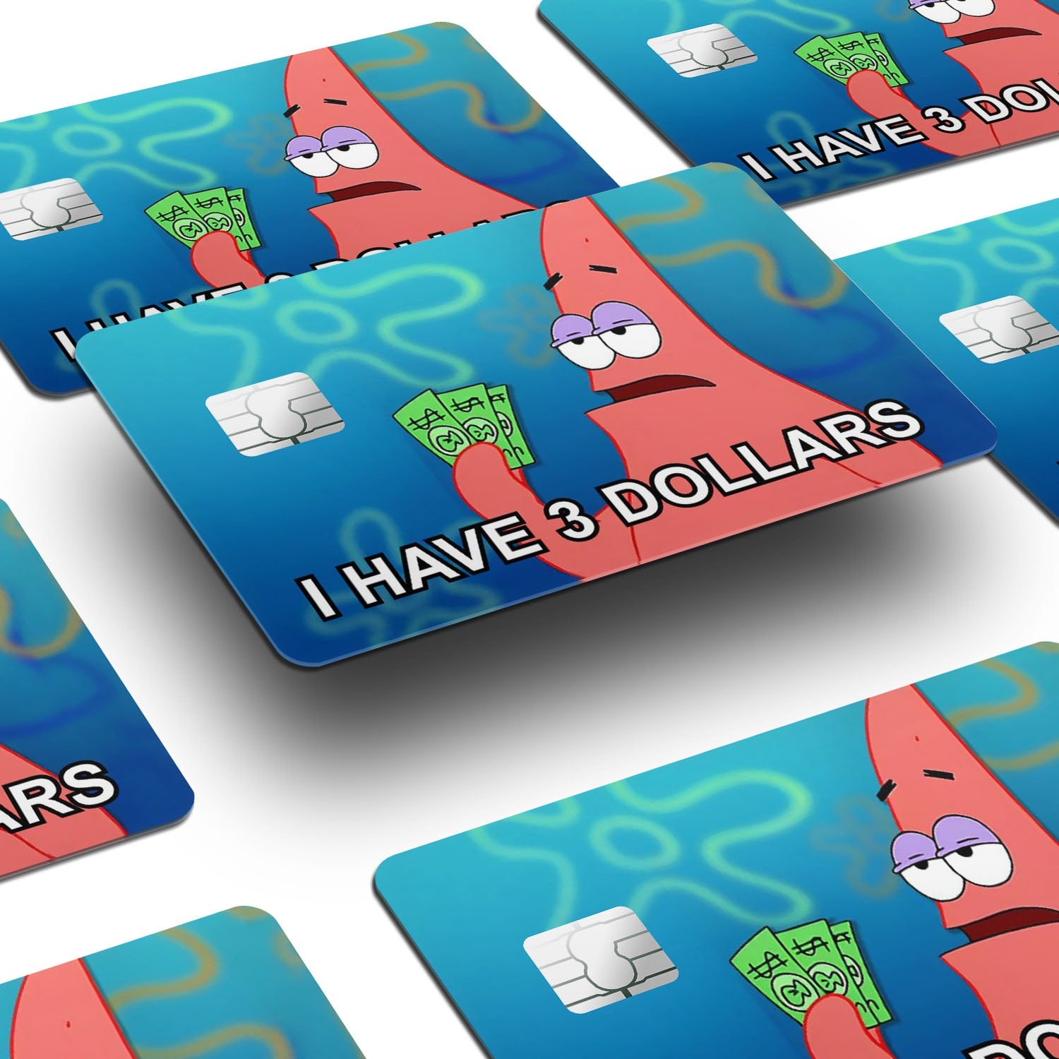 Flex Designs Credit Card Spongebob Patrick I have 3 dollars Window Skins - Meme  Credit Card & Debit Card Skin