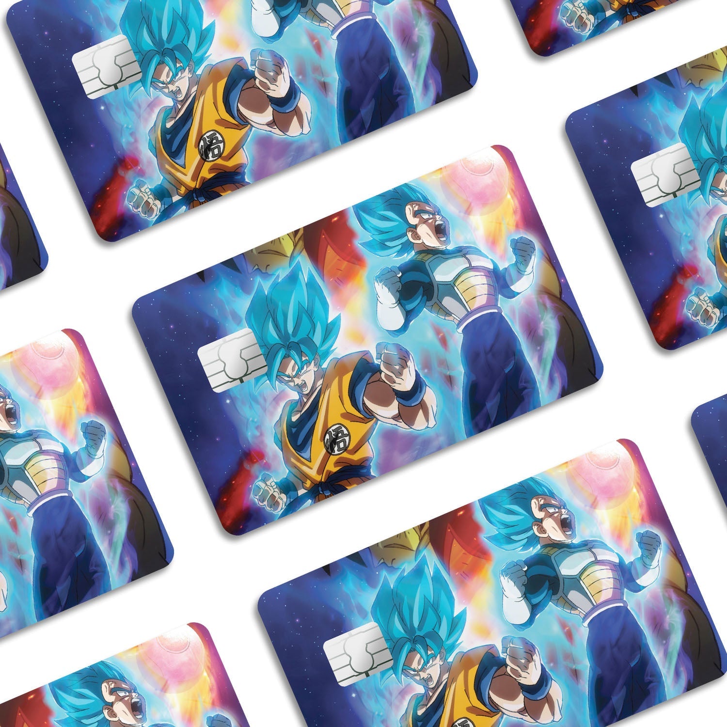 Flex Designs Credit Card Dragon Ball Goku & Vegeta Super Saiyan Blue Window Skins - Anime Dragon Ball Credit Card & Debit Card Skin