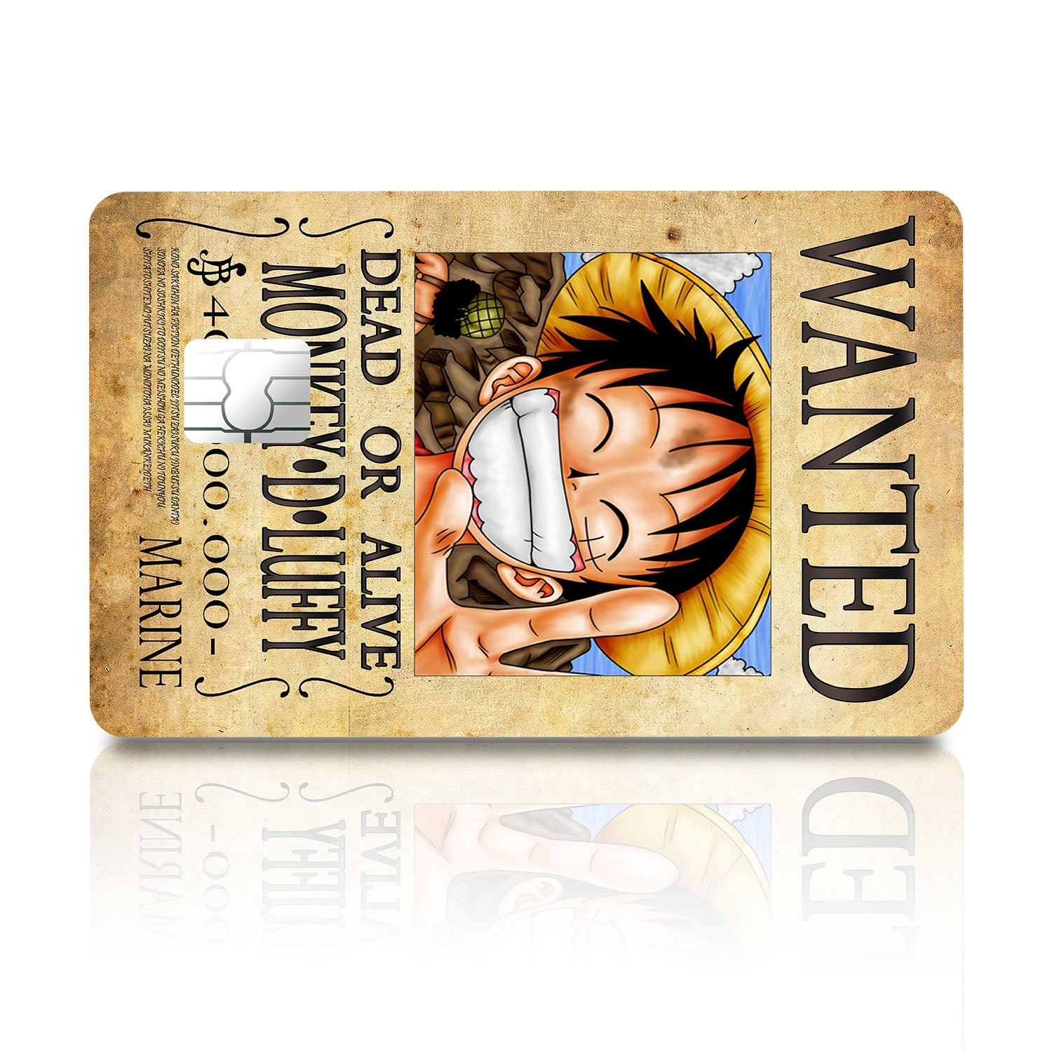 Flex Designs Credit Card One Piece Luffy Wanted Poster Full Skins - Anime One Piece Credit Card & Debit Card Skin