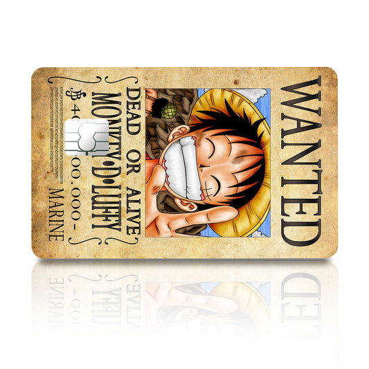 Flex Designs Credit Card One Piece Luffy Wanted Poster Full Skins - Anime One Piece Credit Card & Debit Card Skin