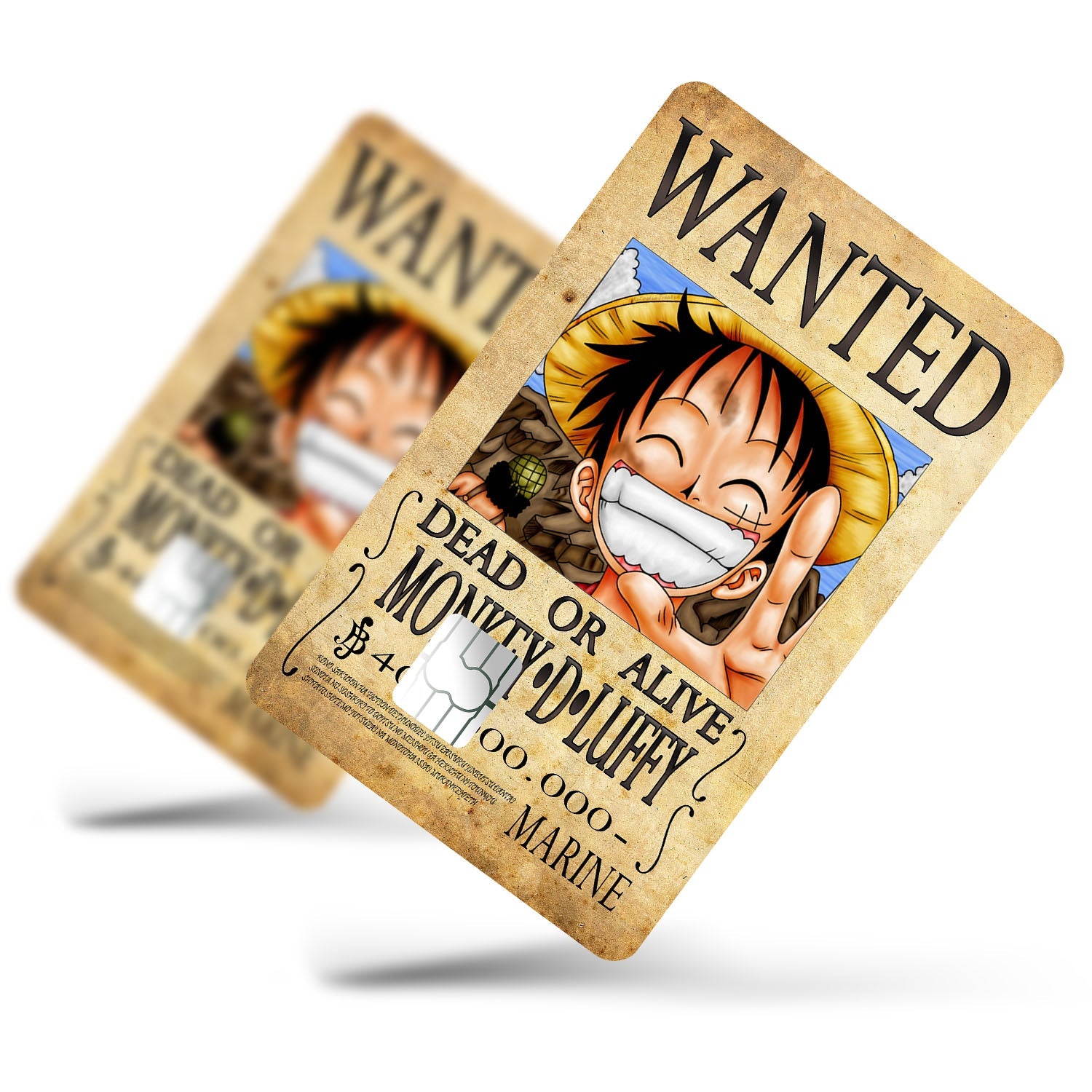 Flex Designs Credit Card One Piece Luffy Wanted Poster Full Skins - Anime One Piece Credit Card & Debit Card Skin