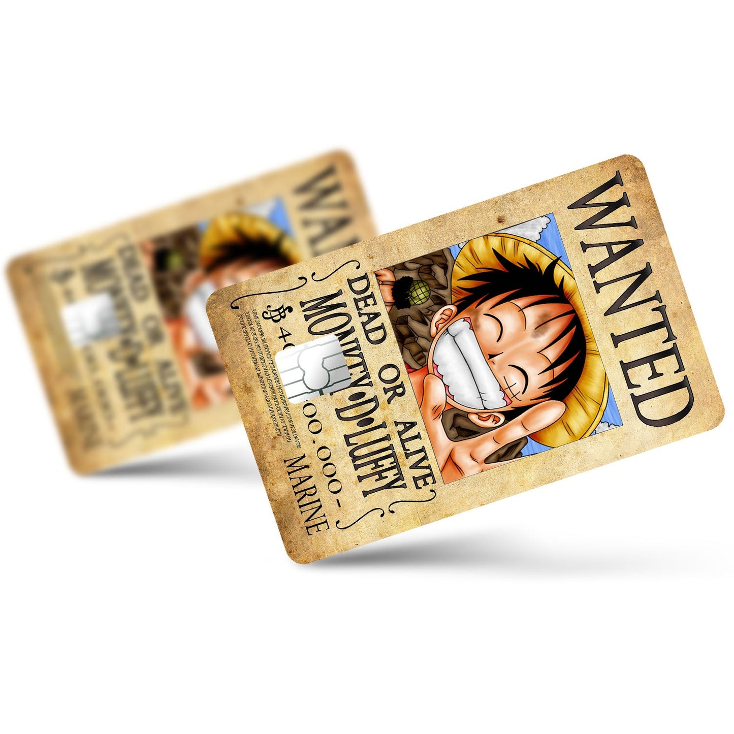 Flex Designs Credit Card One Piece Luffy Wanted Poster Full Skins - Anime One Piece Credit Card & Debit Card Skin