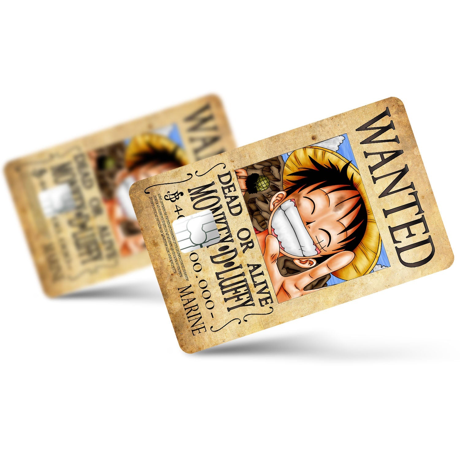 Flex Designs Credit Card One Piece Luffy Wanted Poster Full Skins - Anime One Piece Credit Card & Debit Card Skin