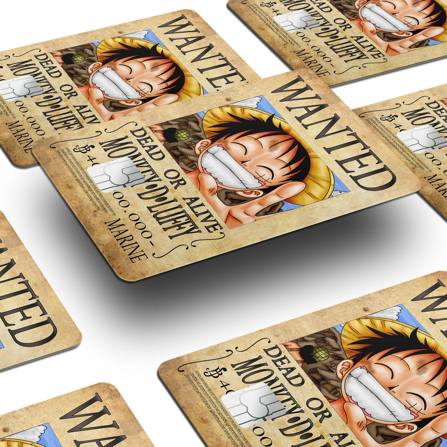 Flex Designs Credit Card One Piece Luffy Wanted Poster Window Skins - Anime One Piece Credit Card & Debit Card Skin