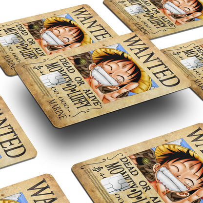 Flex Designs Credit Card One Piece Luffy Wanted Poster Window Skins - Anime One Piece Credit Card & Debit Card Skin