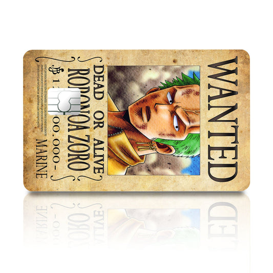 Flex Designs Credit Card One Piece Zoro Wanted Poster Full Skins - Anime One Piece Credit Card & Debit Card Skin