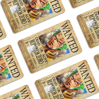 Flex Designs Credit Card One Piece Zoro Wanted Poster Window Skins - Anime One Piece Credit Card & Debit Card Skin