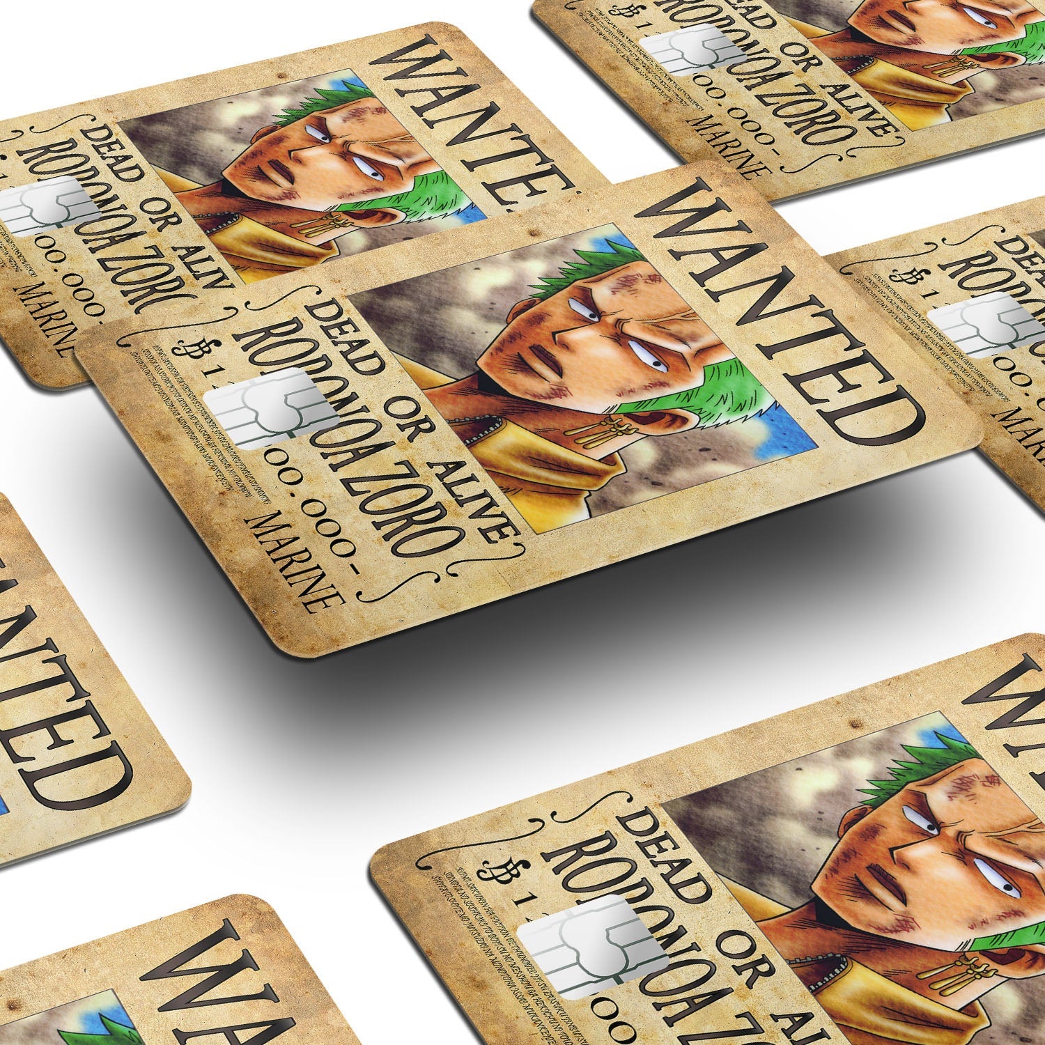 Flex Designs Credit Card One Piece Zoro Wanted Poster Window Skins - Anime One Piece Credit Card & Debit Card Skin