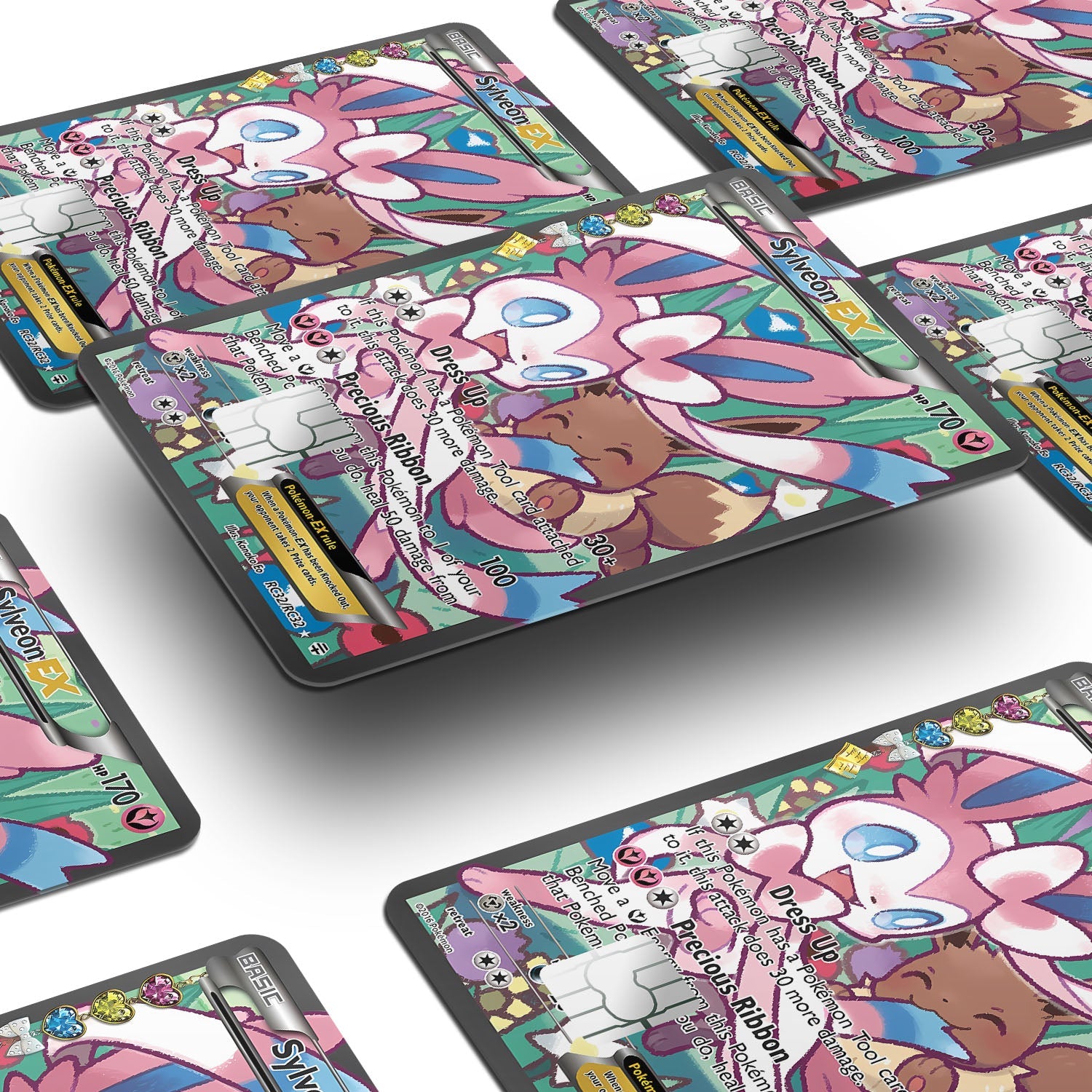 Flex Designs Credit Card Pokemon Cute Eevee & Sylveon Card Window Skins - Anime Pokemon Credit Card & Debit Card Skin