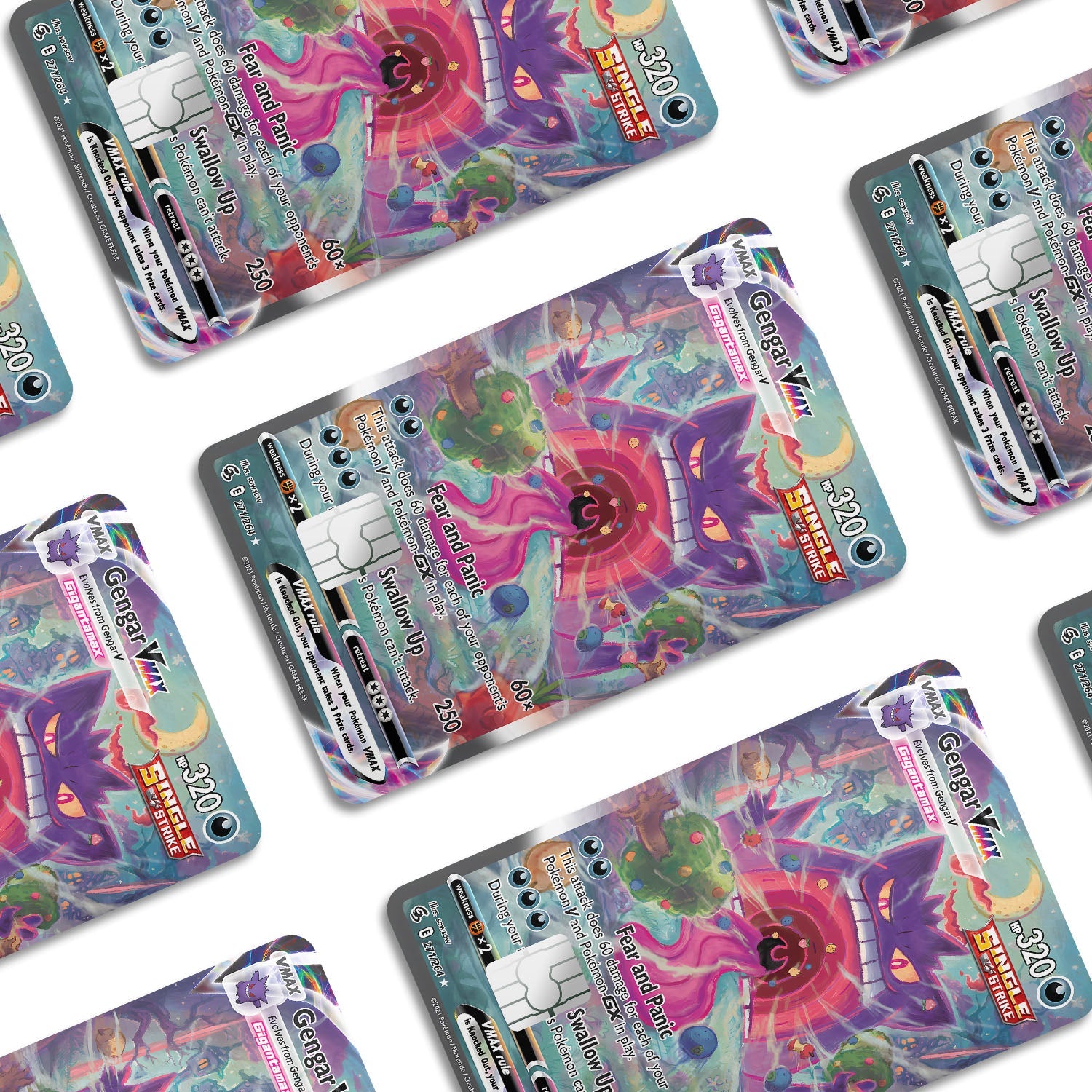 Flex Designs Credit Card Pokemon Rare Gengar Vmax Card Window Skins - Anime Pokemon Credit Card & Debit Card Skin