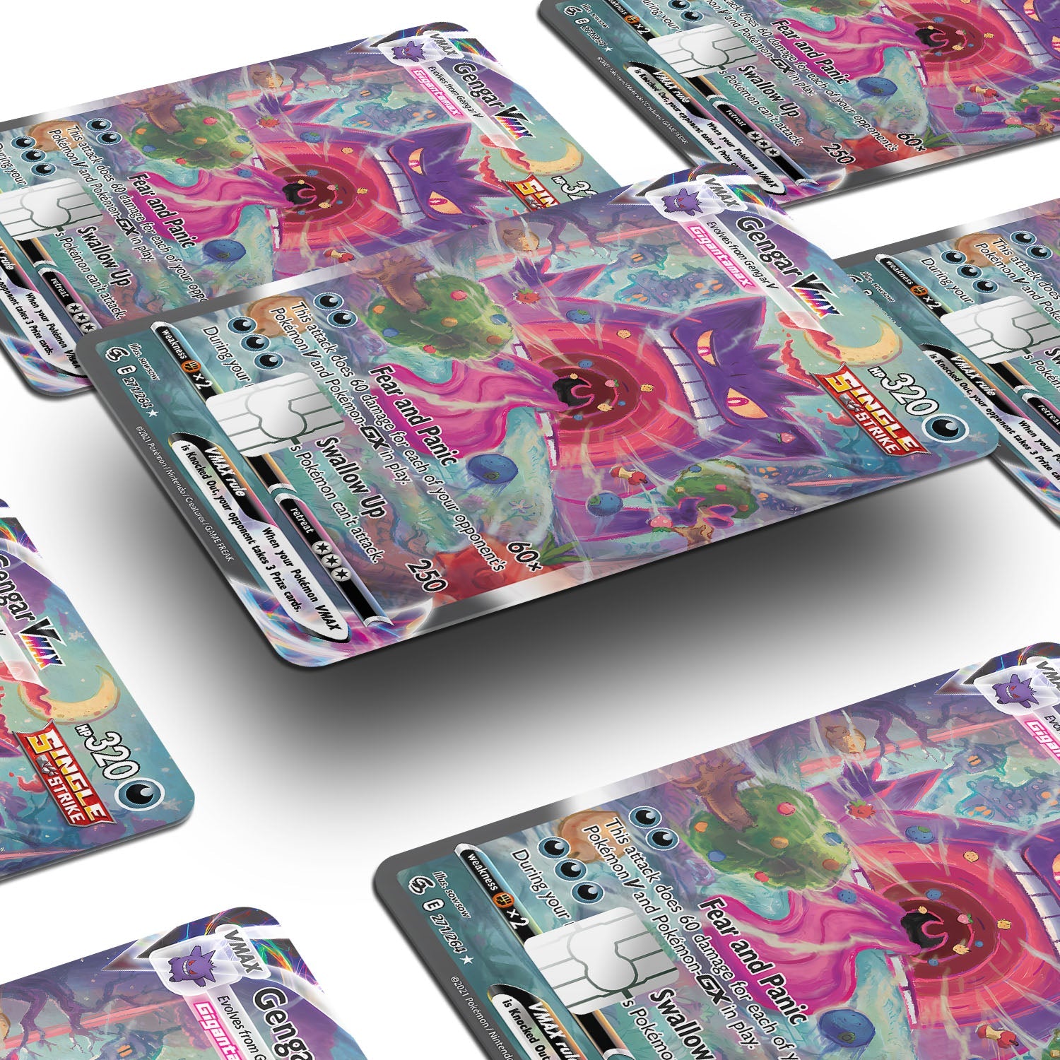 Flex Designs Credit Card Pokemon Rare Gengar Vmax Card Window Skins - Anime Pokemon Credit Card & Debit Card Skin