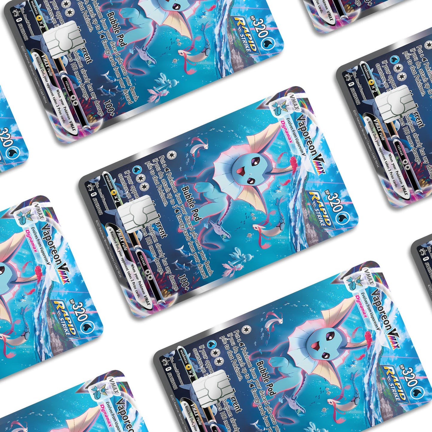 Flex Designs Credit Card Pokemon Rare Vaporeon Card Window Skins - Anime Pokemon Credit Card & Debit Card Skin