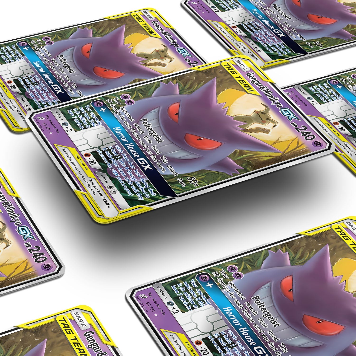 Flex Designs Credit Card Pokemon Tag Cute Gengar & Mimikyu Card Window Skins - Anime Pokemon Credit Card & Debit Card Skin