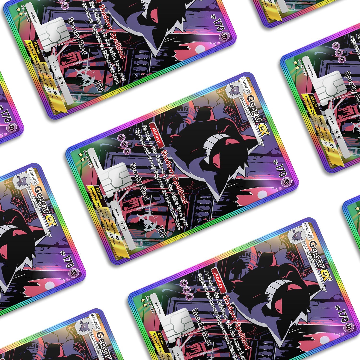 Flex Designs Credit Card Pokemon Gengar Pocket Card Window Skins - Anime Pokemon Credit Card & Debit Card Skin