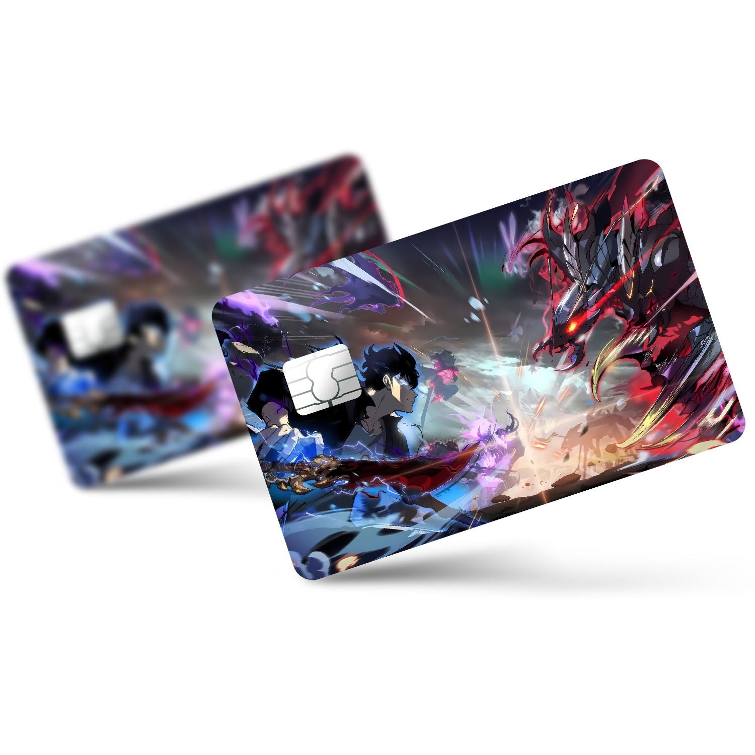 Flex Designs Credit Card Solo Leveling Sung Jinwoo vs Beru Full Skins - Anime Solo Leveling Credit Card & Debit Card Skin