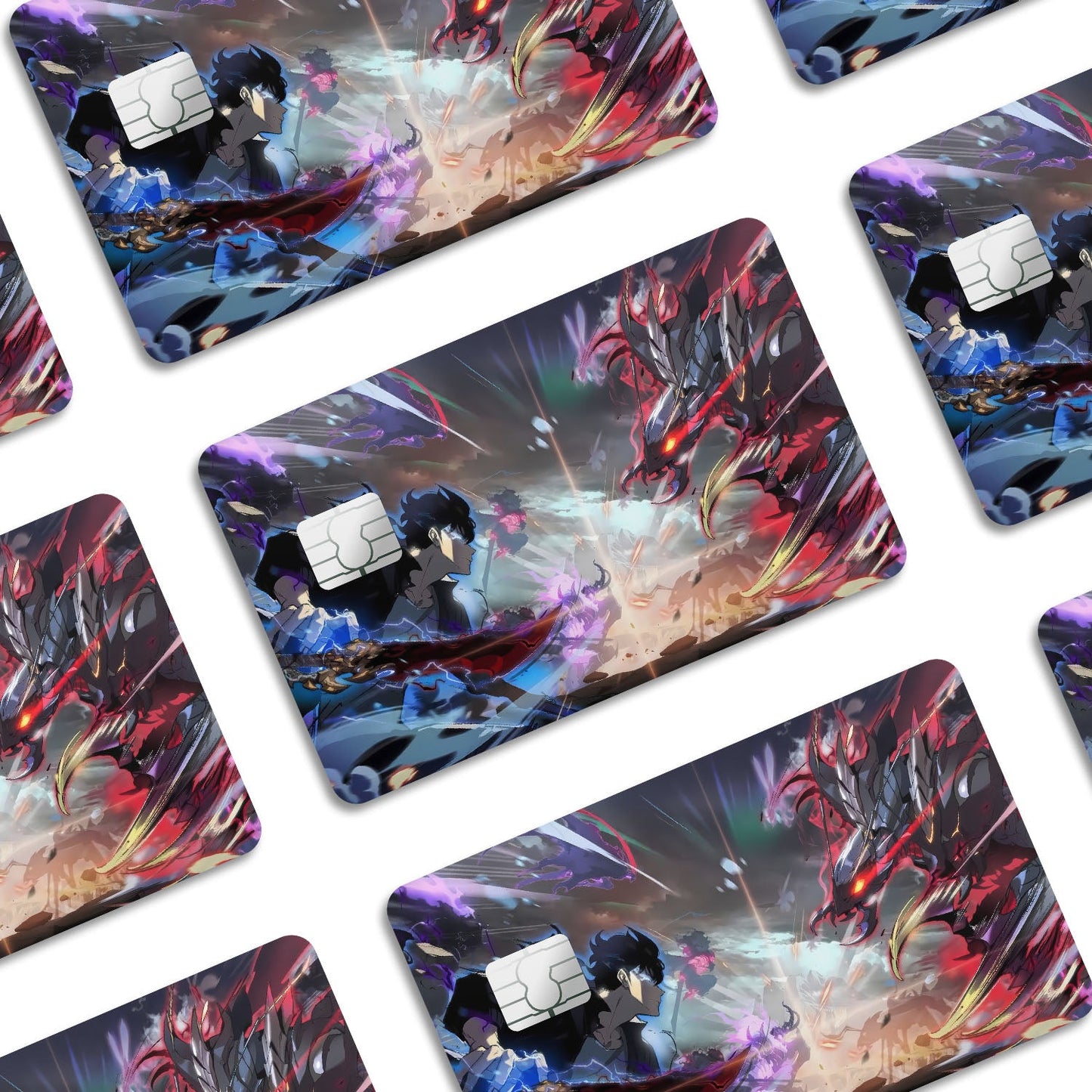 Flex Designs Credit Card Solo Leveling Sung Jinwoo vs Beru Window Skins - Anime Solo Leveling Credit Card & Debit Card Skin