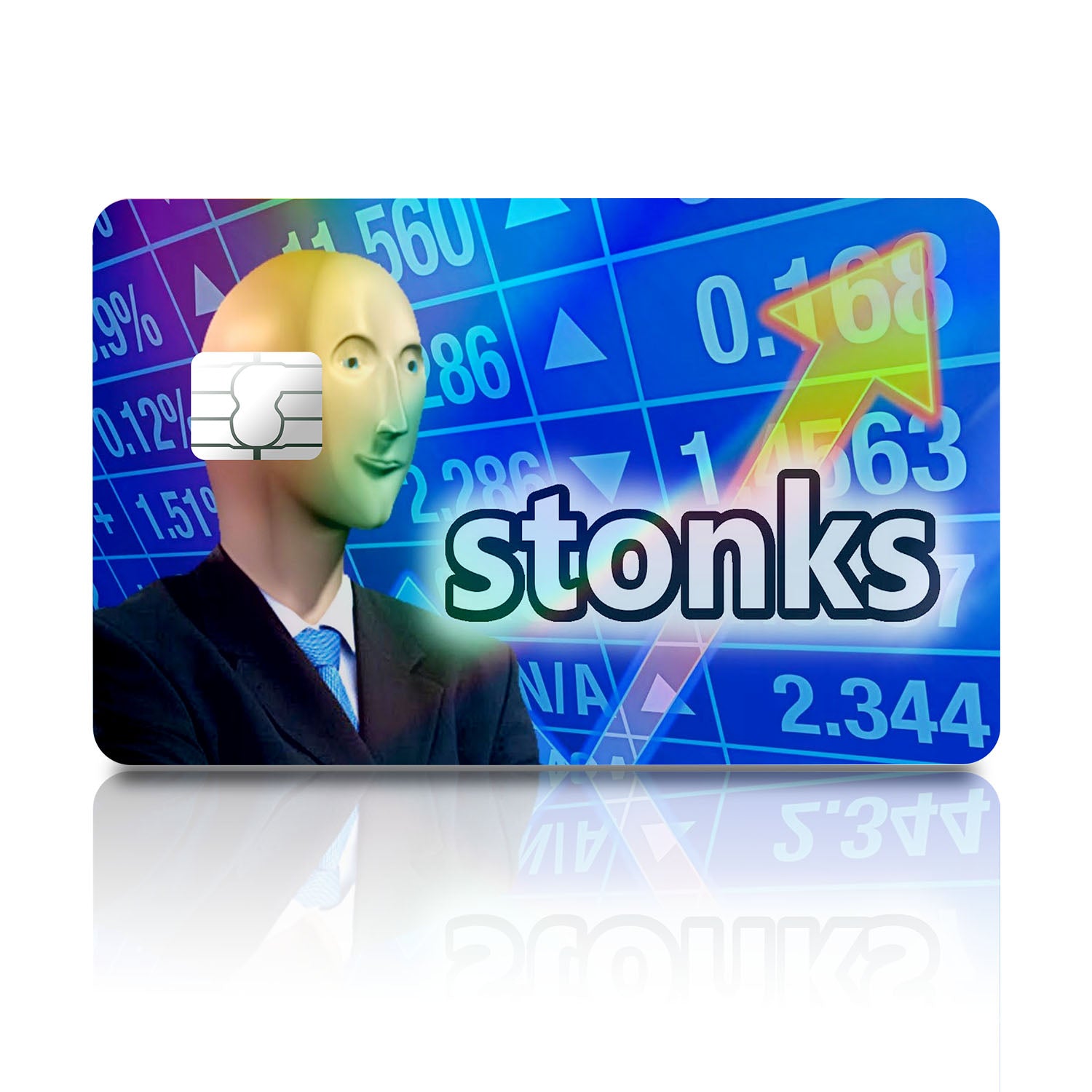 Flex Designs Holographic Credit Card Stonks Full Skins - Meme Quotes Holographic Credit Card & Debit Card Skin