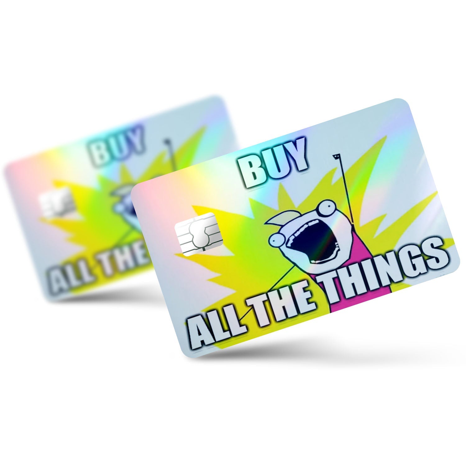 Flex Designs Holographic Credit Card Buy All the Things Full Skins - Meme Quotes Holographic Credit Card & Debit Card Skin