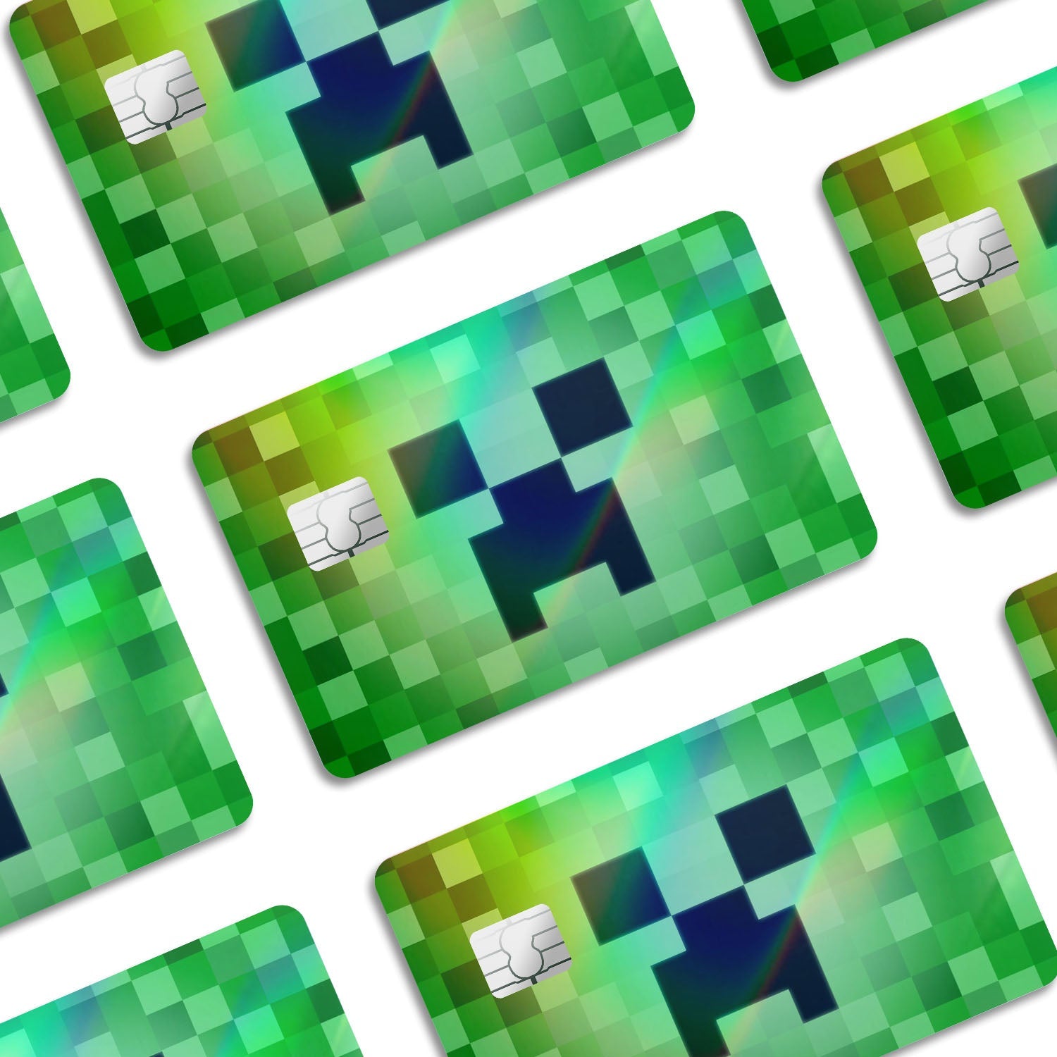 Flex Designs Holographic Credit Card Minecraft Creeper Window Skins - Gaming Minecraft Holographic Credit Card & Debit Card Skin