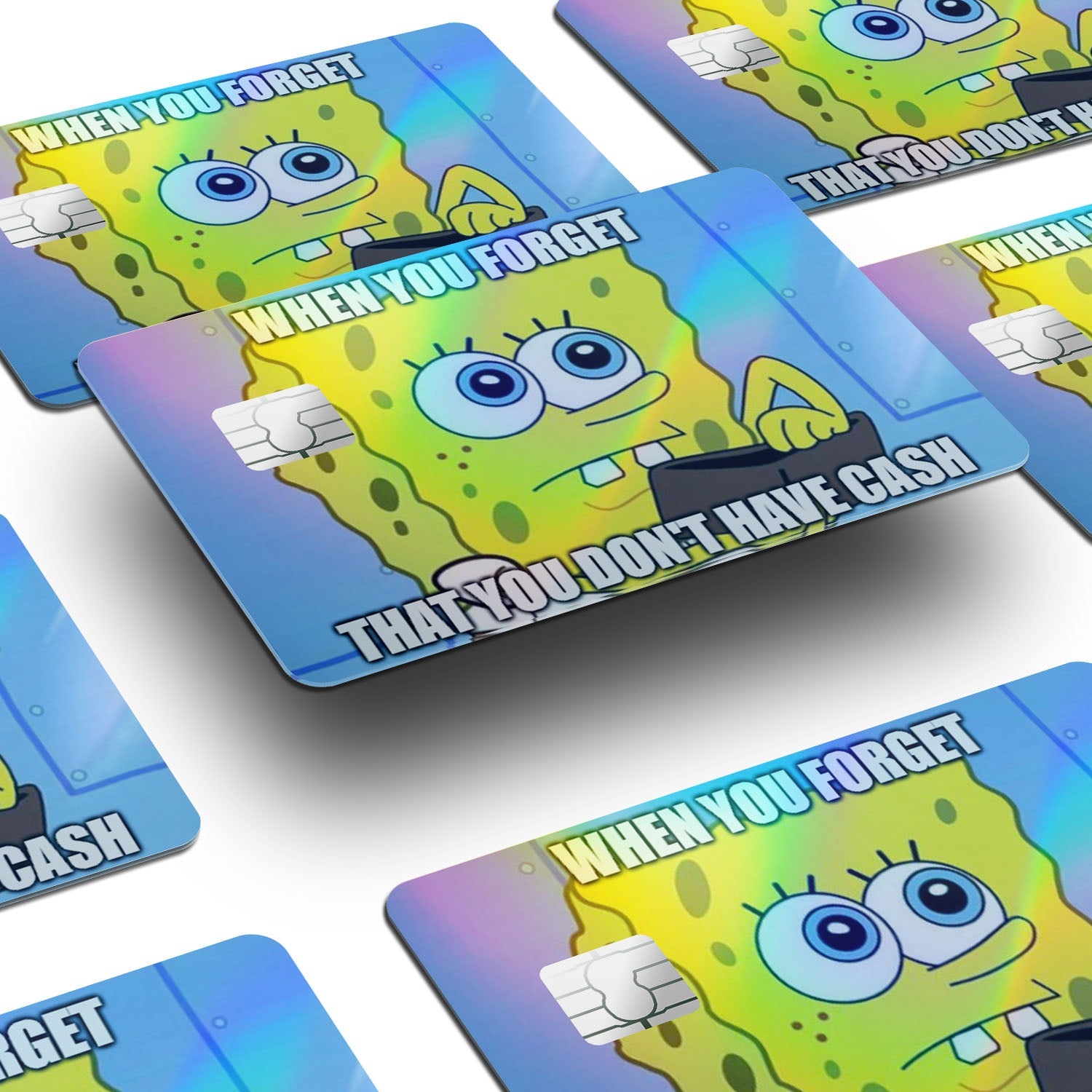 Flex Designs Holographic Credit Card Spongebob Wallet Window Skins - Meme Quotes Holographic Credit Card & Debit Card Skin