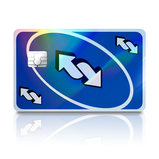 Flex Designs Holographic Credit Card Uno Reverse Blue Full Skins - Meme  Holographic Credit Card & Debit Card Skin