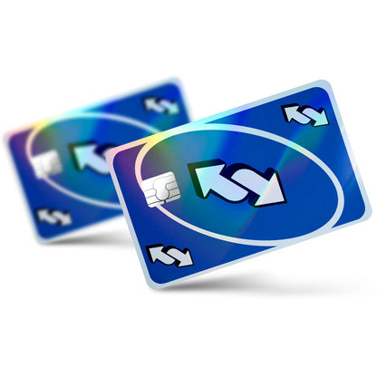 Flex Designs Holographic Credit Card Uno Reverse Blue Full Skins - Meme  Holographic Credit Card & Debit Card Skin