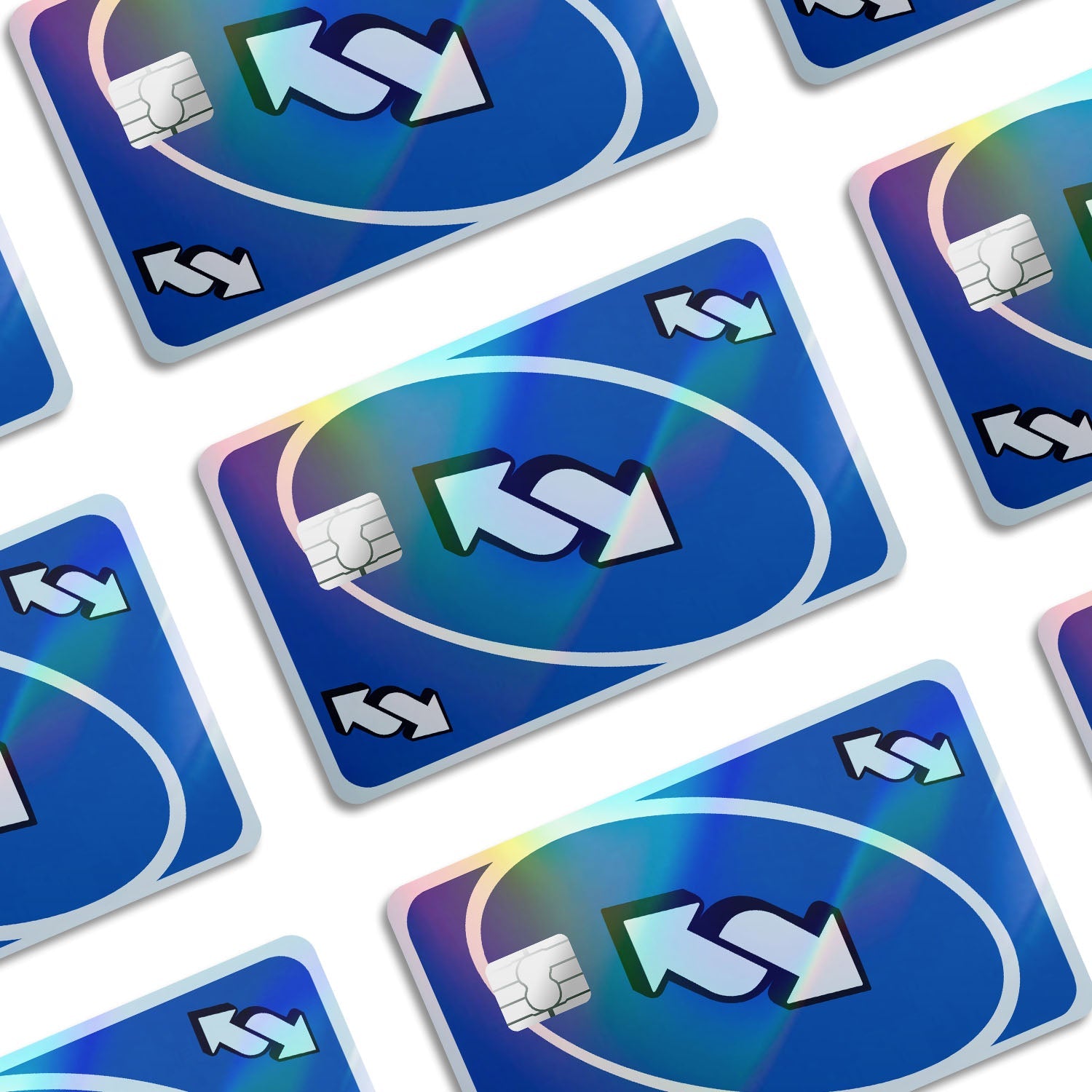 Flex Designs Holographic Credit Card Uno Reverse Blue Window Skins - Meme  Holographic Credit Card & Debit Card Skin