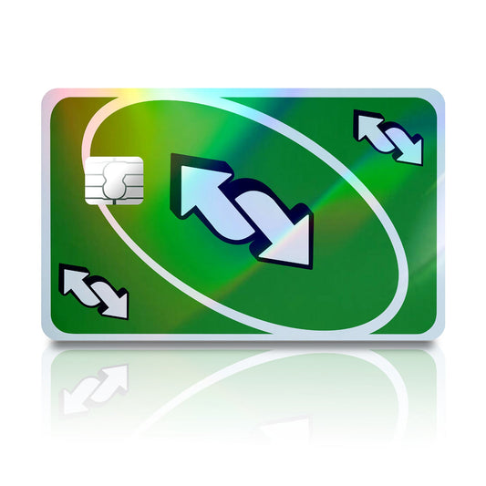 Flex Designs Holographic Credit Card Uno Reverse Green Full Skins - Meme  Holographic Credit Card & Debit Card Skin