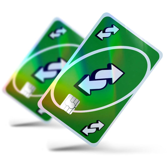 Flex Designs Holographic Credit Card Uno Reverse Green Full Skins - Meme  Holographic Credit Card & Debit Card Skin
