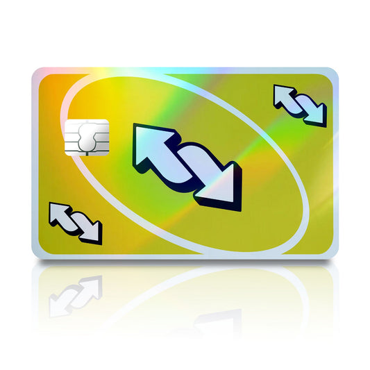 Flex Designs Holographic Credit Card Uno Reverse Yellow Full Skins - Meme  Holographic Credit Card & Debit Card Skin