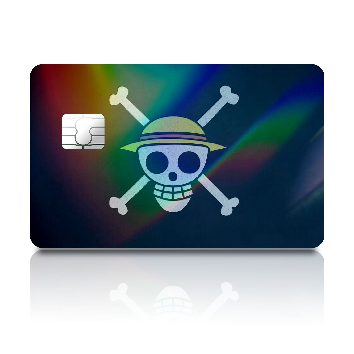 Flex Designs Holographic Credit Card One Piece Strawhat Jolly Rogers Pirate Flag Full Skins - Anime One Piece Holographic Credit Card & Debit Card Skin