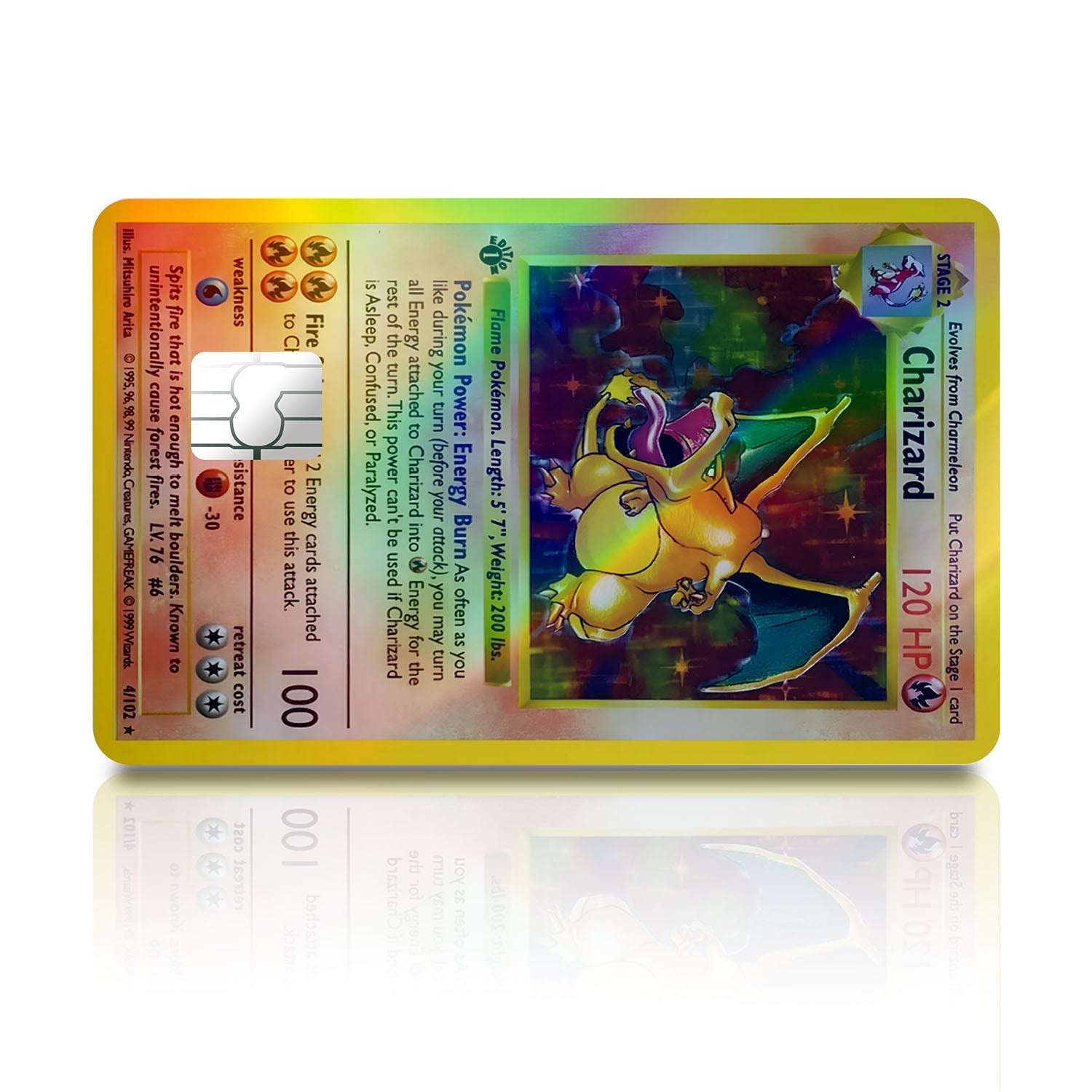 Flex Designs Holographic Credit Card Pokemon Charizard Card Full Skins - Anime Pokemon Holographic Credit Card & Debit Card Skin