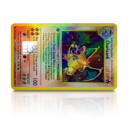 Flex Designs Holographic Credit Card Pokemon Charizard Card Full Skins - Anime Pokemon Holographic Credit Card & Debit Card Skin