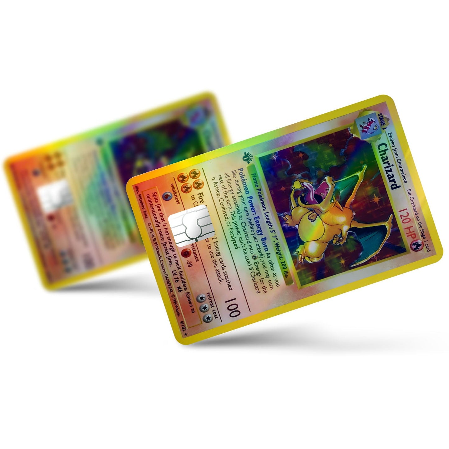 Flex Designs Holographic Credit Card Pokemon Charizard Card Full Skins - Anime Pokemon Holographic Credit Card & Debit Card Skin